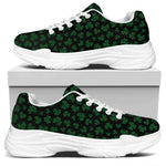 Black And Green Shamrock Pattern Print White Chunky Shoes