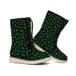 Black And Green Shamrock Pattern Print Winter Boots