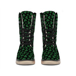 Black And Green Shamrock Pattern Print Winter Boots