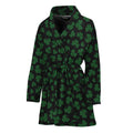 Black And Green Shamrock Pattern Print Women's Bathrobe