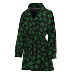 Black And Green Shamrock Pattern Print Women's Bathrobe