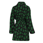 Black And Green Shamrock Pattern Print Women's Bathrobe