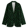 Black And Green Shamrock Pattern Print Women's Blazer