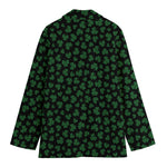 Black And Green Shamrock Pattern Print Women's Blazer