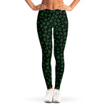 Black And Green Shamrock Pattern Print Women's Leggings