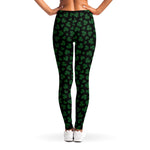 Black And Green Shamrock Pattern Print Women's Leggings