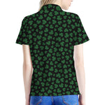 Black And Green Shamrock Pattern Print Women's Polo Shirt