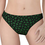 Black And Green Shamrock Pattern Print Women's Thong