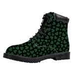 Black And Green Shamrock Pattern Print Work Boots