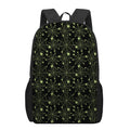 Black And Green Spider Web Pattern Print 17 Inch Backpack