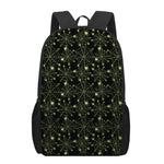 Black And Green Spider Web Pattern Print 17 Inch Backpack