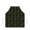 Black And Green Spider Web Pattern Print Adjustable Apron