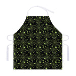 Black And Green Spider Web Pattern Print Adjustable Apron