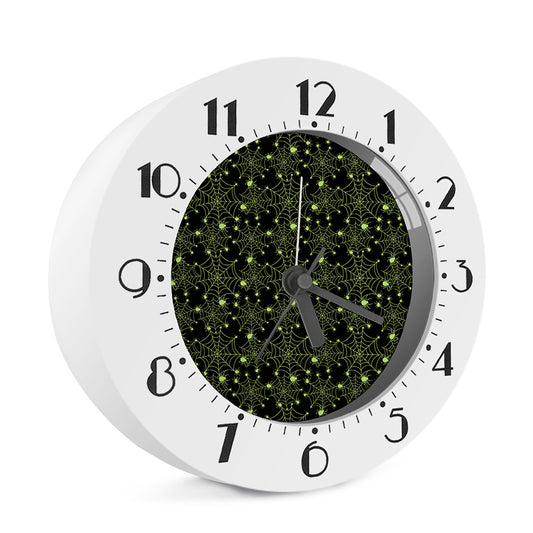 Black And Green Spider Web Pattern Print Alarm Clock