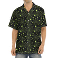 Black And Green Spider Web Pattern Print Aloha Shirt