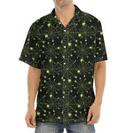 Black And Green Spider Web Pattern Print Aloha Shirt
