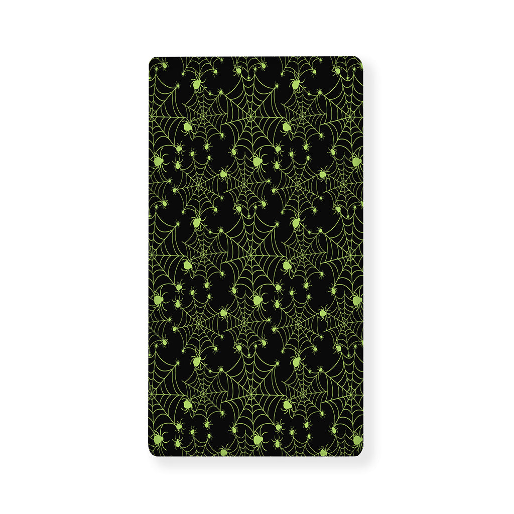 Black And Green Spider Web Pattern Print Baby Crib Sheet
