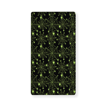 Black And Green Spider Web Pattern Print Baby Crib Sheet