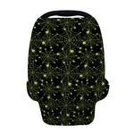 Black And Green Spider Web Pattern Print Baby Seat Cover