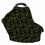 Black And Green Spider Web Pattern Print Baby Seat Cover