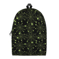 Black And Green Spider Web Pattern Print School Backpack