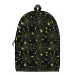 Black And Green Spider Web Pattern Print Backpack