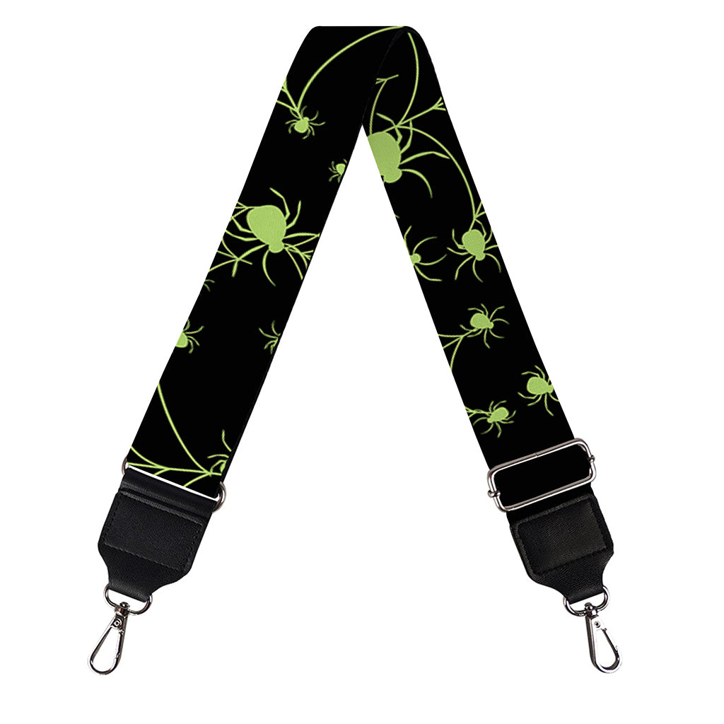 Black And Green Spider Web Pattern Print Bag Strap