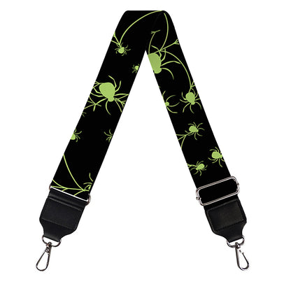 Black And Green Spider Web Pattern Print Bag Strap