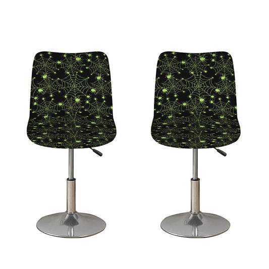 Black And Green Spider Web Pattern Print Bar Stool Covers