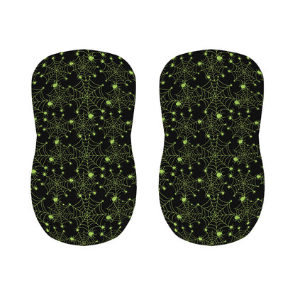 Black And Green Spider Web Pattern Print Bar Stool Covers
