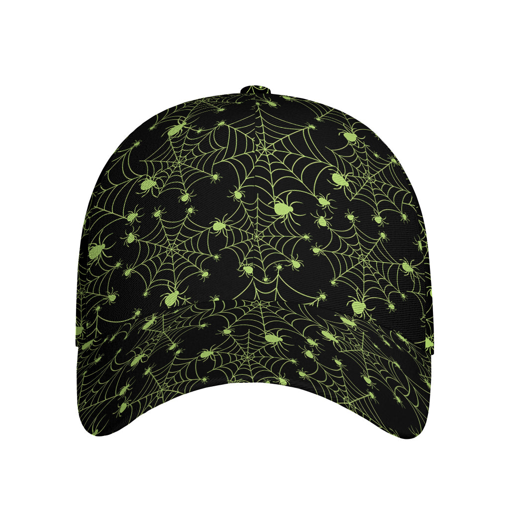 Black And Green Spider Web Pattern Print Baseball Cap