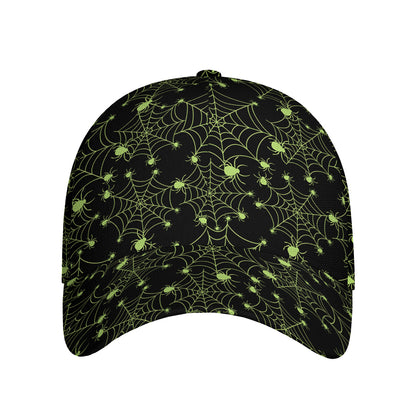 Black And Green Spider Web Pattern Print Baseball Cap