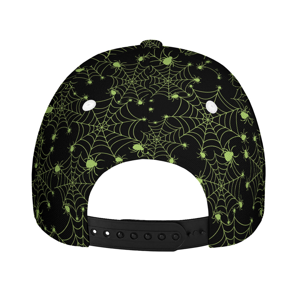 Black And Green Spider Web Pattern Print Baseball Cap