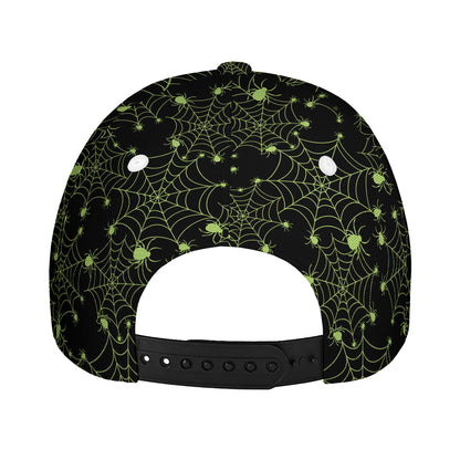 Black And Green Spider Web Pattern Print Baseball Cap