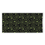 Black And Green Spider Web Pattern Print Beach Towel