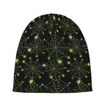 Black And Green Spider Web Pattern Print Beanie