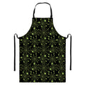 Black And Green Spider Web Pattern Print Bib Apron With Pocket