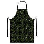 Black And Green Spider Web Pattern Print Bib Apron With Pocket