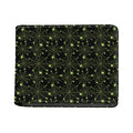 Black And Green Spider Web Pattern Print Bifold Wallet