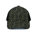 Black And Green Spider Web Pattern Print Black Mesh Trucker Hat