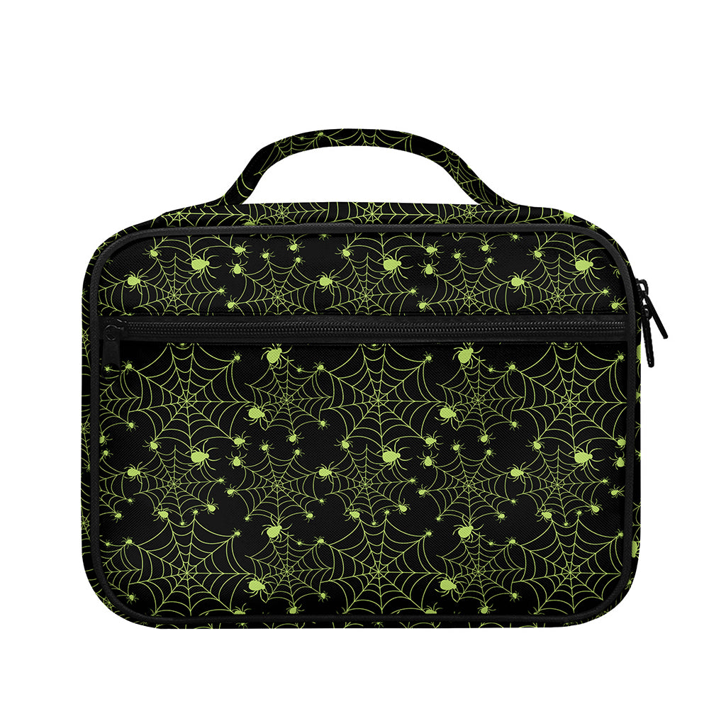 Black And Green Spider Web Pattern Print Briefcase Bible Bag