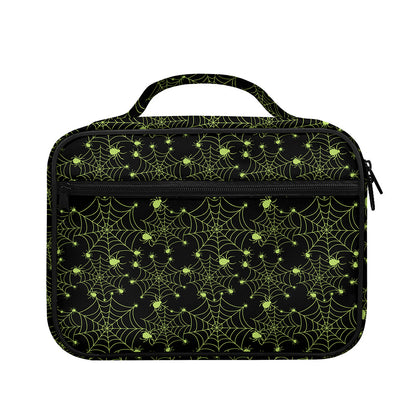Black And Green Spider Web Pattern Print Briefcase Bible Bag