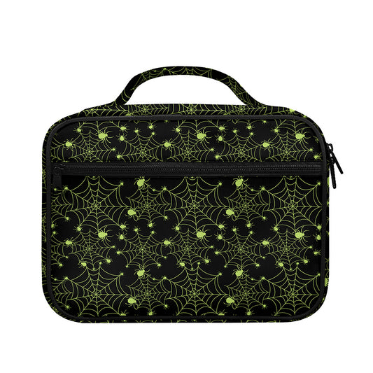 Black And Green Spider Web Pattern Print Briefcase Bible Bag