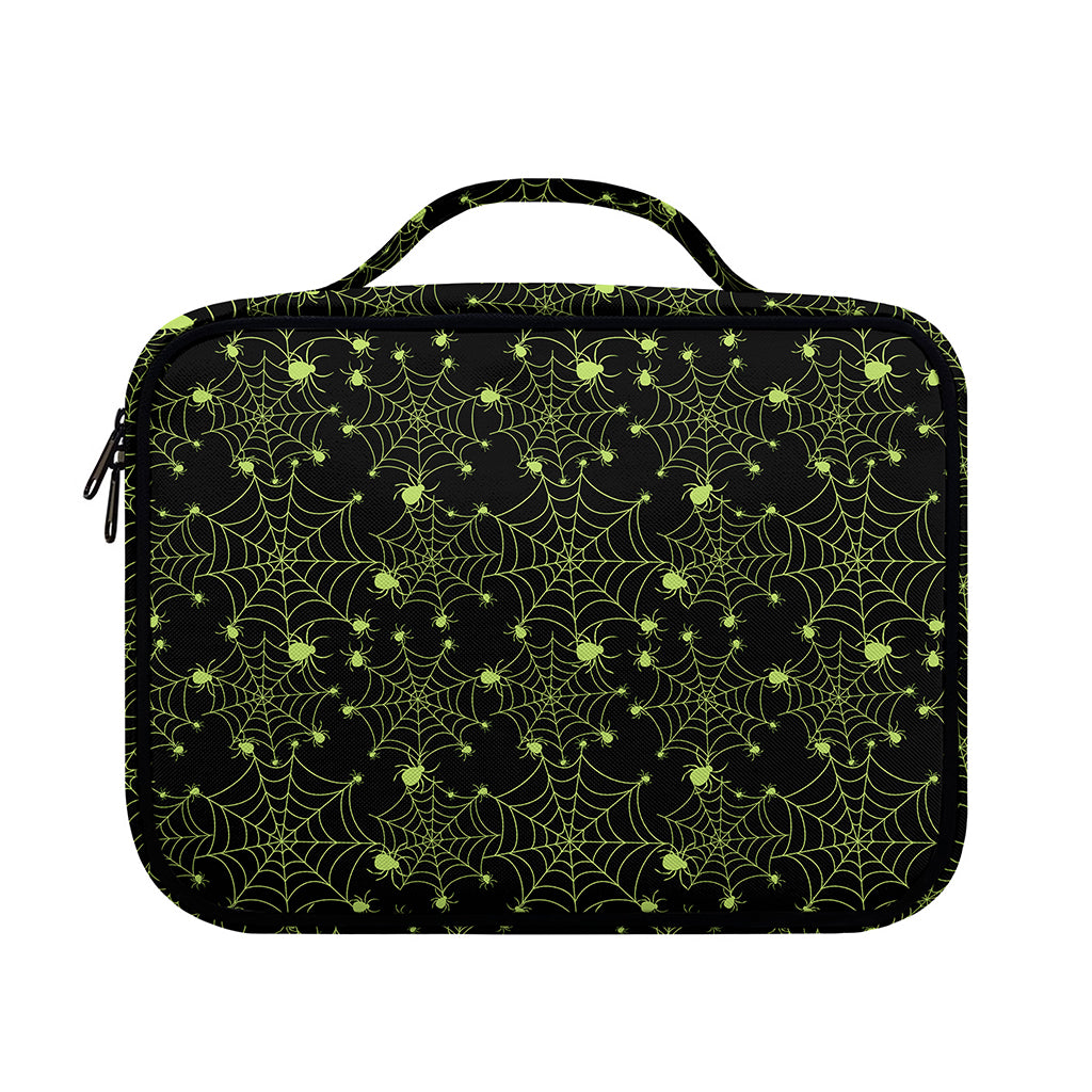 Black And Green Spider Web Pattern Print Briefcase Bible Bag