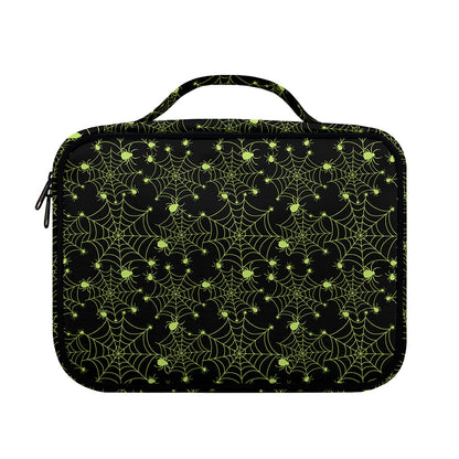 Black And Green Spider Web Pattern Print Briefcase Bible Bag