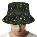 Black And Green Spider Web Pattern Print Bucket Hat
