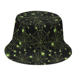 Black And Green Spider Web Pattern Print Bucket Hat