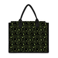 Black And Green Spider Web Pattern Print Canvas Tote Bag