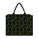 Black And Green Spider Web Pattern Print Canvas Tote Bag
