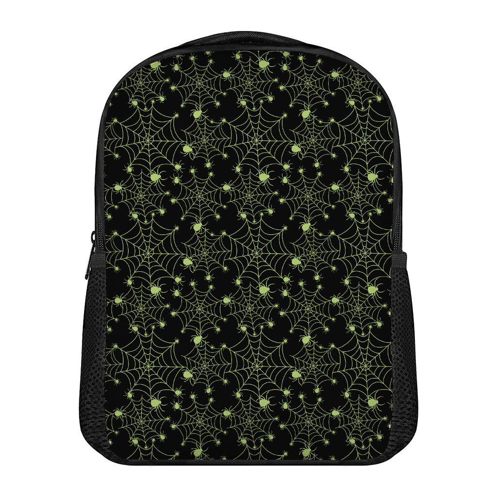 Black And Green Spider Web Pattern Print Casual Backpack